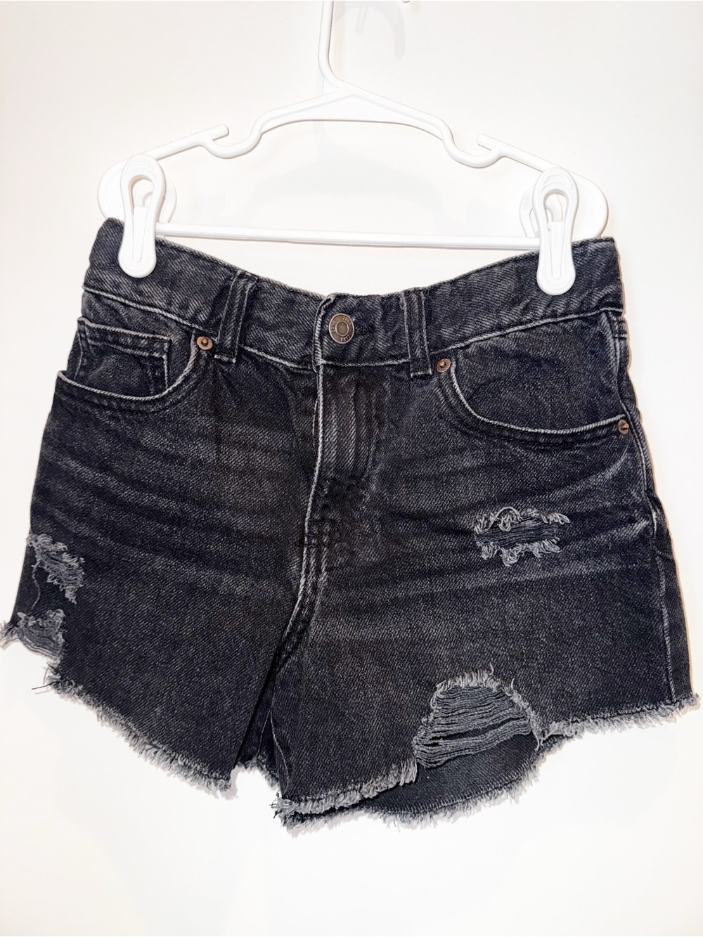 Zara Black Distressed Denim Kids Shorts